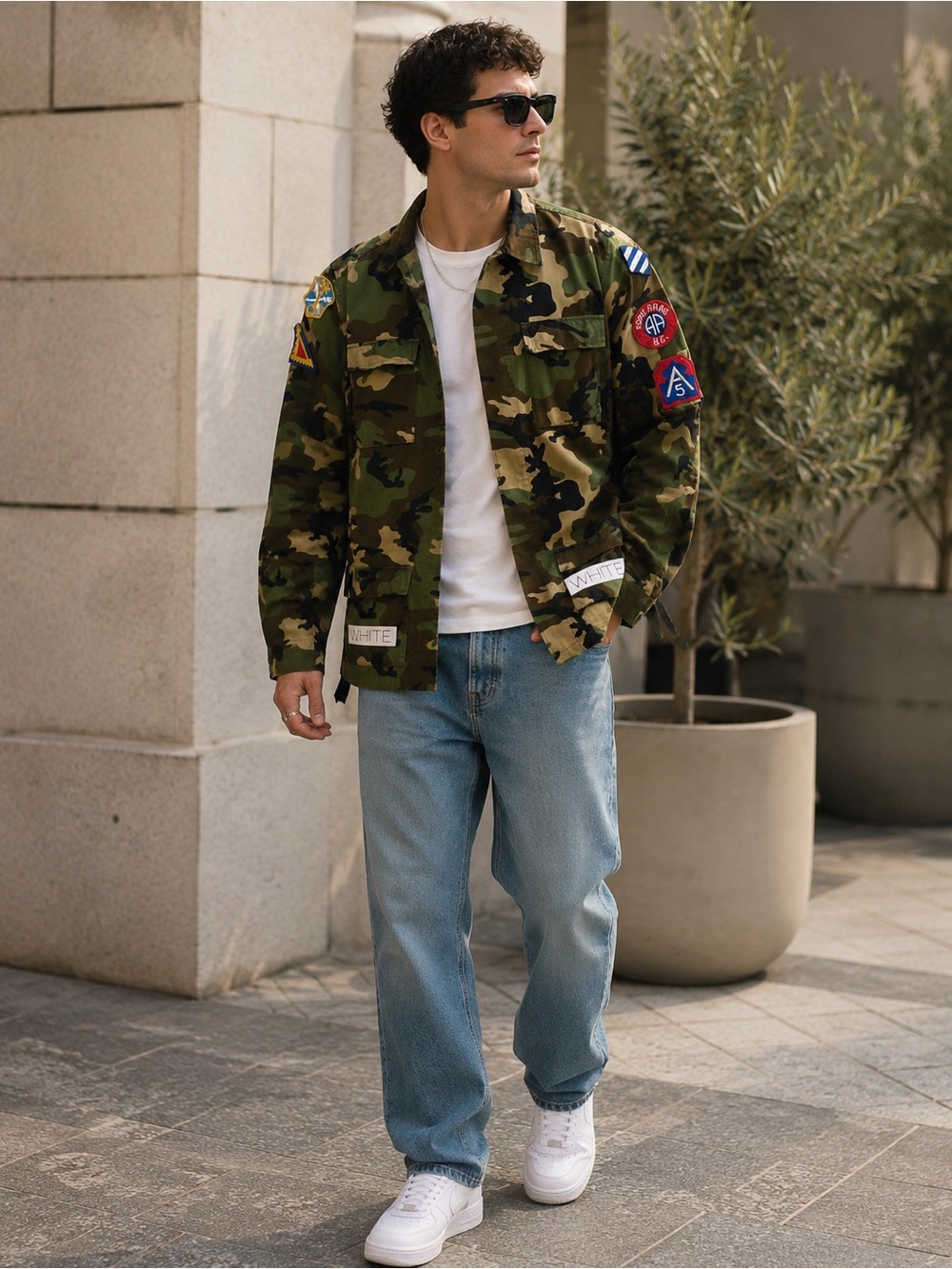 🐷Authentic - Off-White Men's Camo Military Jacket - Size M